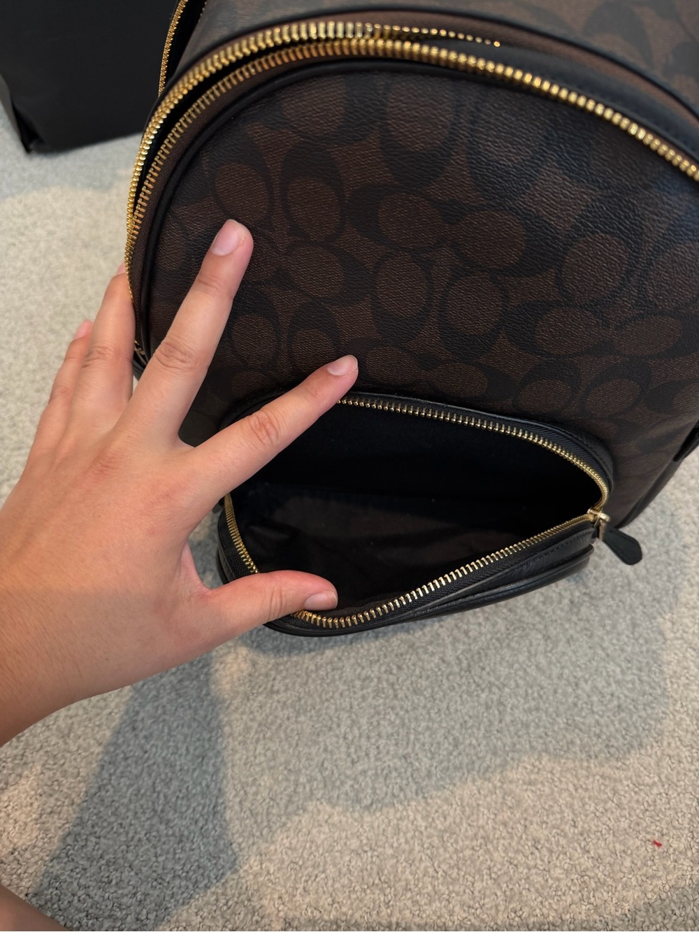 Coach Brown Signature Mini Backpack with Black Trim - Picture 7 of 13
